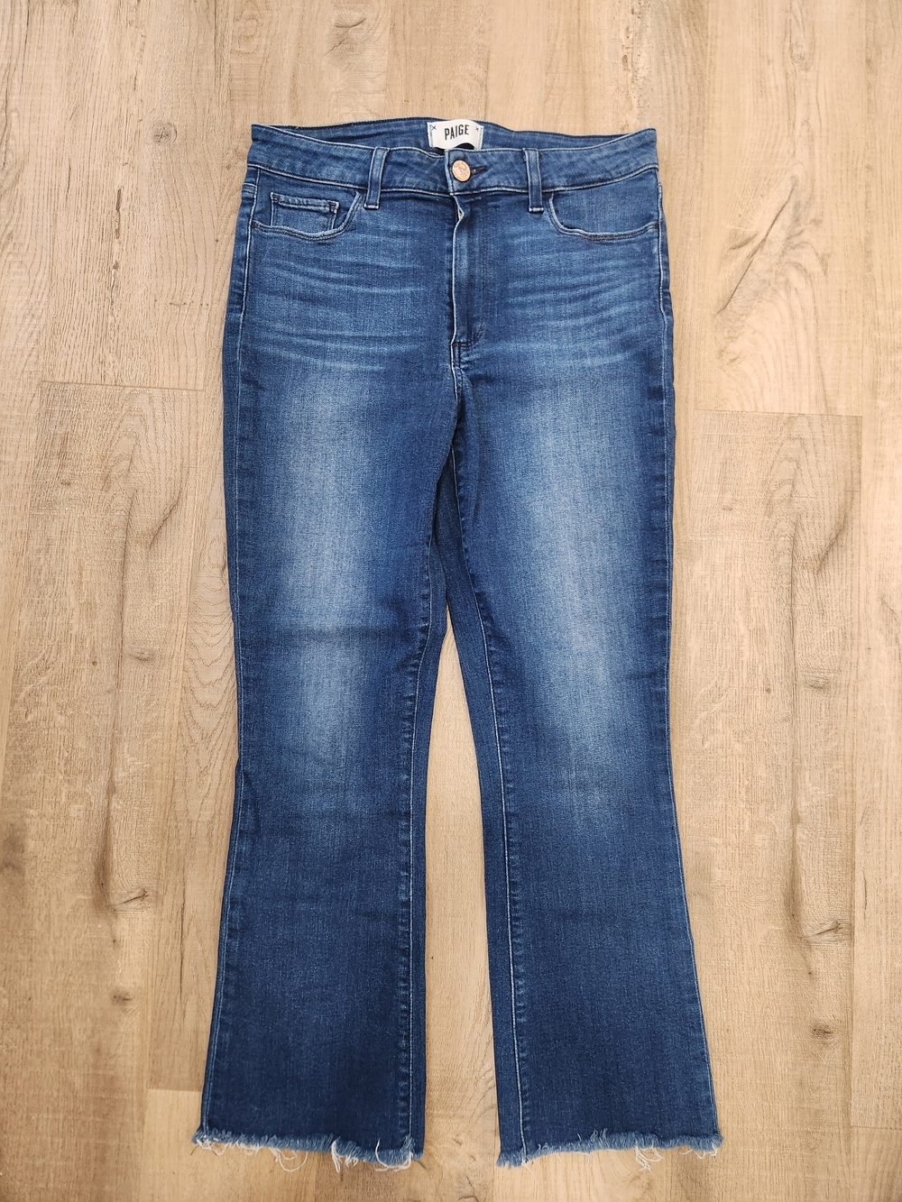 PAIGE Colette Crop Flare, Midwash Blue, Size 30